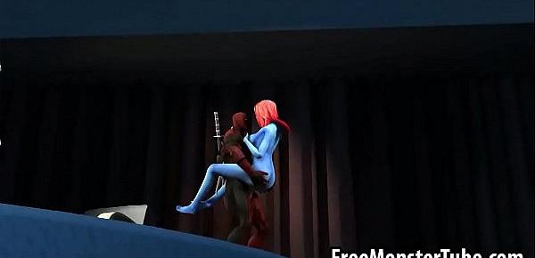  Blue skinned 3D cartoon babe gets fucked by Deapdool
